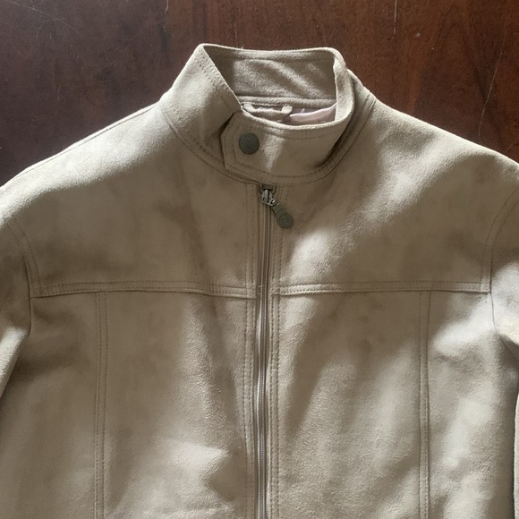 R.D.G. Reportage Faux Suede Jacket Medium Beige Zip Moto Style Made in Italy - Picture 4 of 16